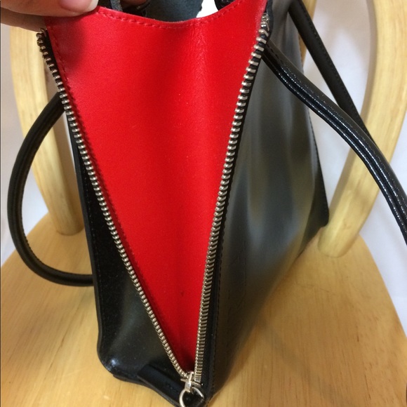 Furla Handbags - EUC Furla Black Red Expandable Bucket Tote Bag